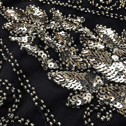 Art Deco V-Neck Flapper Dress with Accessories Set