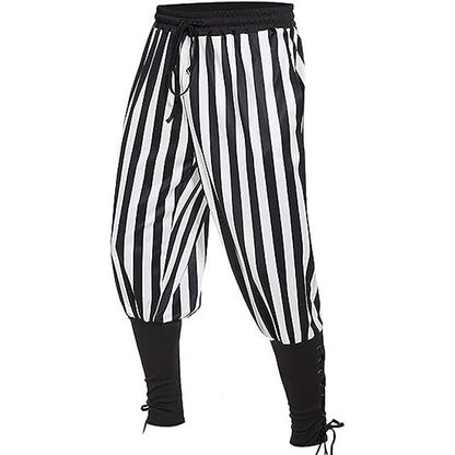 Knight Ritter Style Stripes Pants Drawstring Design