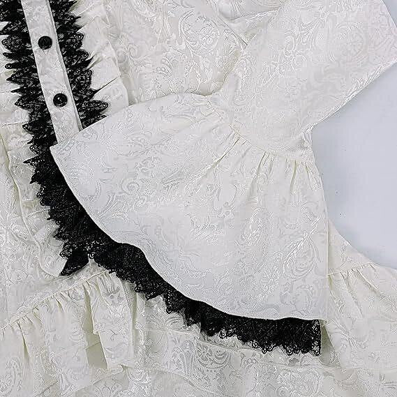 Rococo Victorian Style Goth Design Lace Ruffle  Blouse