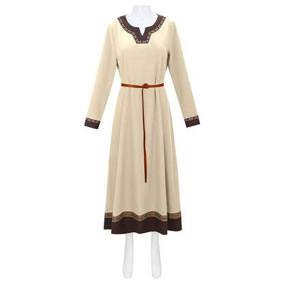 Medieval Viking Style Midi Dress with Belt