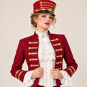 Ensemble de costume de Casse-Noisette 3 pièces pour femme, rouge à volants sur le devant