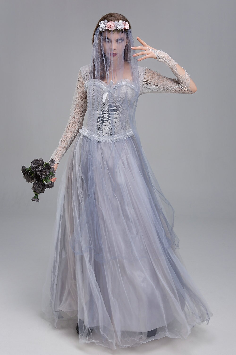 Ghost Bride Skeleton Lace Tulle Dress