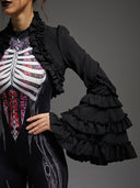 Women's Gothic Skeleton Witch 3-Piece Halloween Costume Set