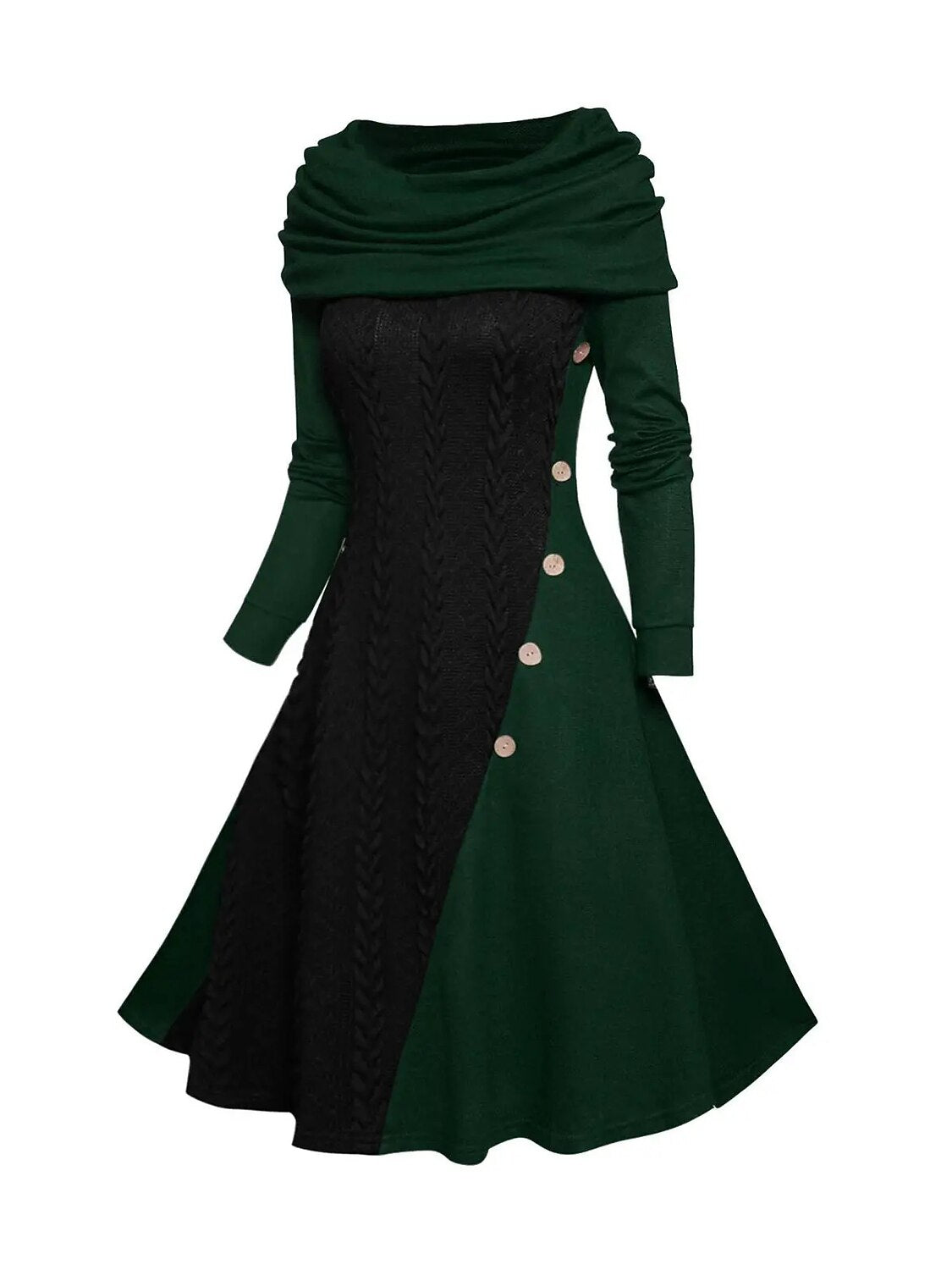 Christmas Chic Cowl Neck Sweater Dress