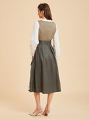 Oktoberfest Olive Green Dirndl Dress with Floral Apron