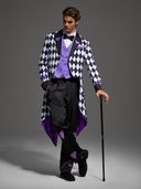 Men's Purple Harlequin Tailcoat 3-Piece Halloween Costume