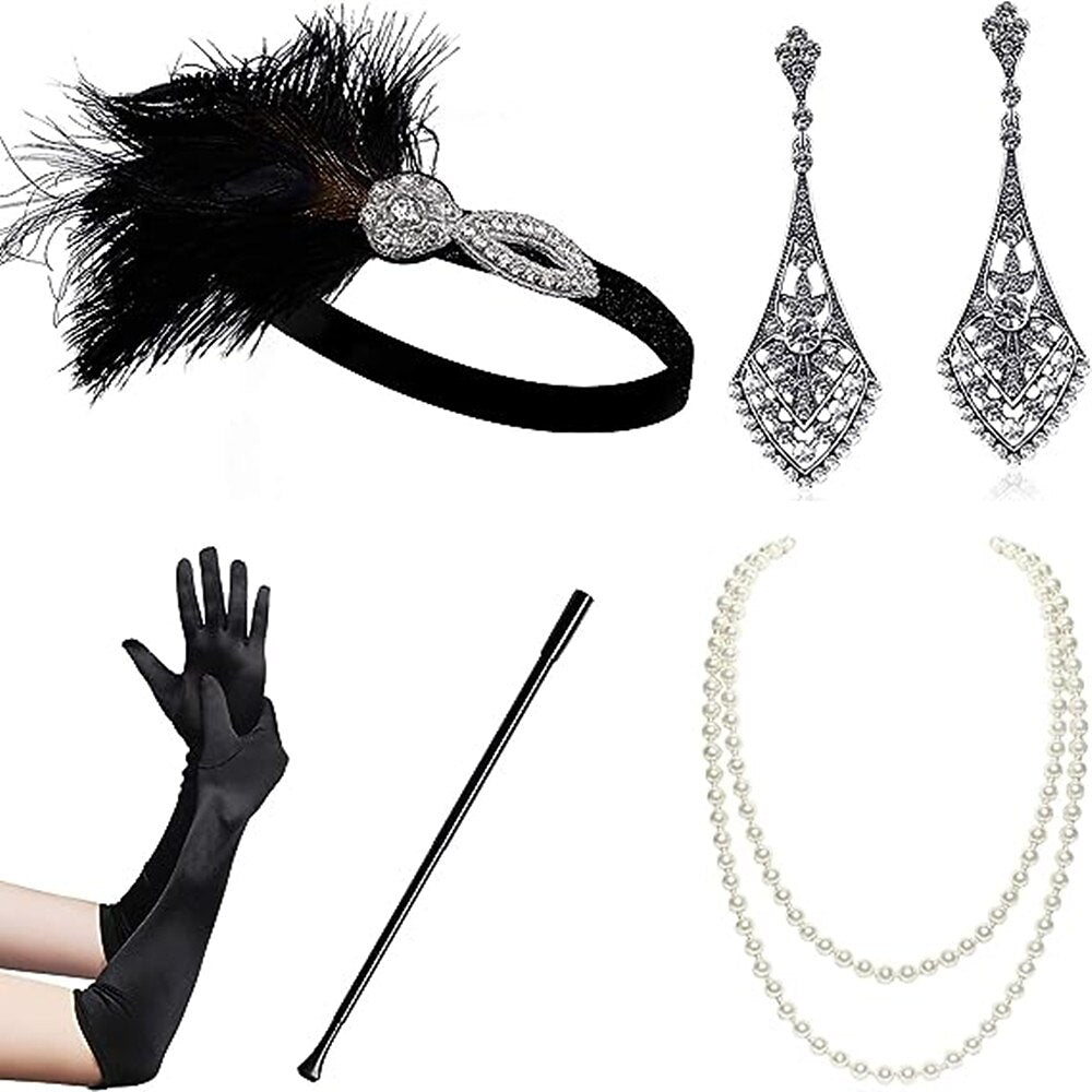 6Pcs 1920s Flapper Art Deco Accessories Set