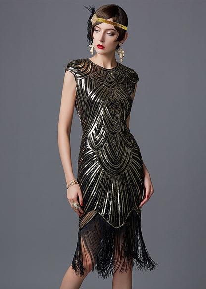 Art Deco Sequin Tassel Flapper Cocktail Dress