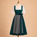 Premium Teal Green Oktoberfest Dirndl & White Lace Blouse Set