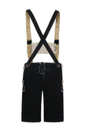 Men's Oktoberfest Lederhosen Costume with Pink Shirt, Hat & Knee Socks Set