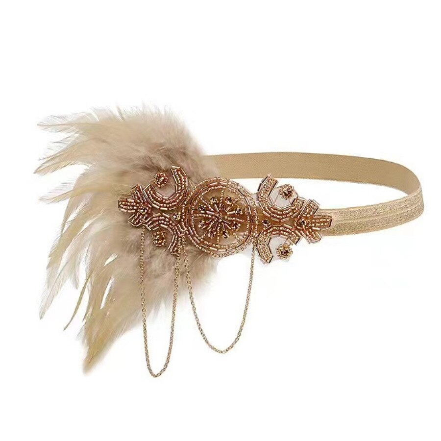 5Pcs 1920s Beige Accessories Set