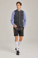 Men’s Oktoberfest Charcoal Trachten Vest with Embroidered Trim