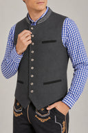 Men’s Oktoberfest Charcoal Trachten Vest with Embroidered Trim