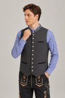 Men’s Oktoberfest Charcoal Trachten Vest with Embroidered Trim