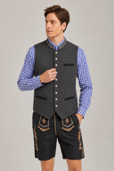 Men’s Oktoberfest Charcoal Trachten Vest with Embroidered Trim