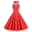 Polka Halter Charm Midi Dress