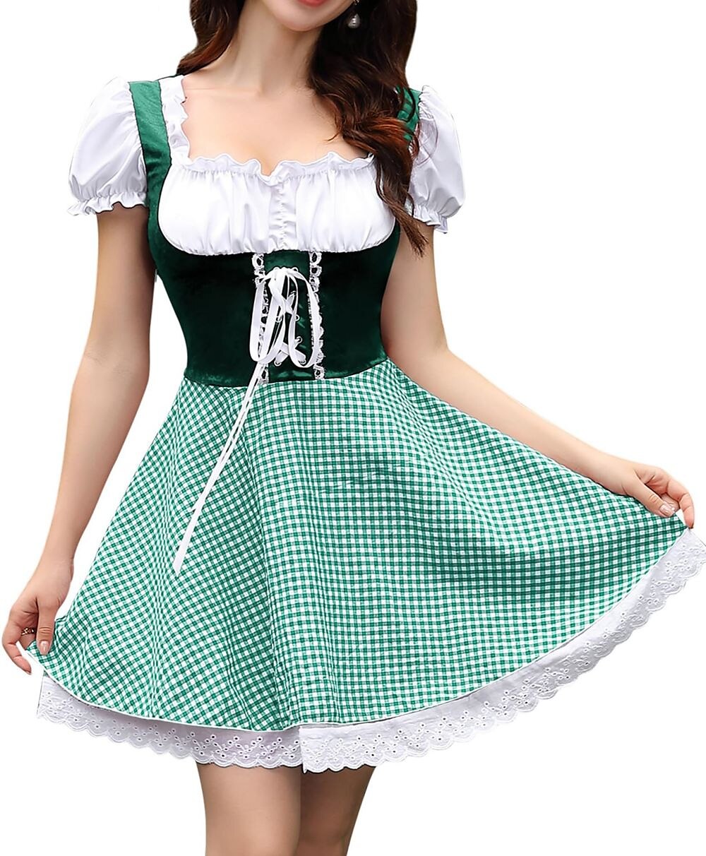 Oktoberfest Beer Costume Dress Dirndl Apron Set
