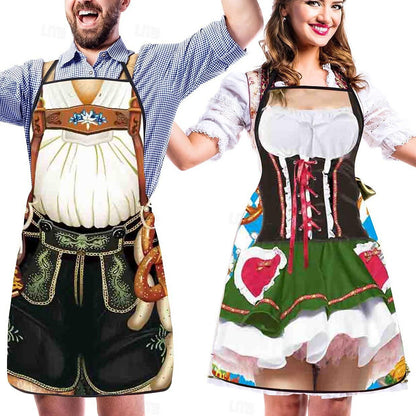 Tablier imprimé Couples Oktoberfest Lederhosen &amp; Dirndl