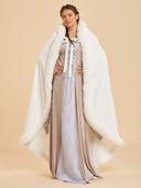 Women's Ivory Medieval Queen Gown & Fur-Trimmed Cloak Costume Set