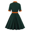 Contrast Collar Charm Midi Dress