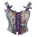 Rococo Floral Lace-up Corset U-back Bustier - Retrorobe
