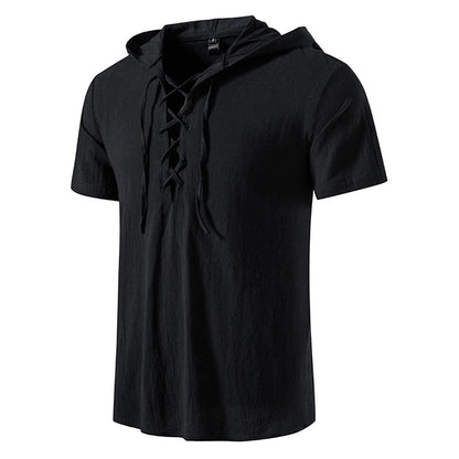 Retro Viking Style Short Sleeve Hooded Shirts