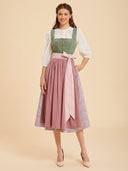 Sage Green & Dusty Rose Dirndl Dress with Paisley Skirt