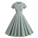Mist Plaid Grace Midi Dress