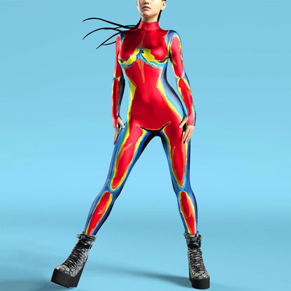 Rainbow Print Catsuit Costume