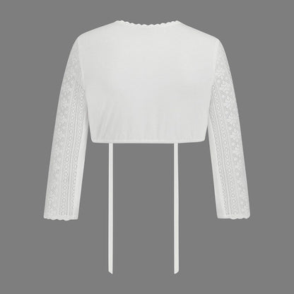 Oktoberfest White Lace Long Sleeve Dirndl Blouse