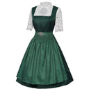 Oktoberfest Burgundy Green Blue Dirndl Dress with Apron and Blouse - Retrorobe