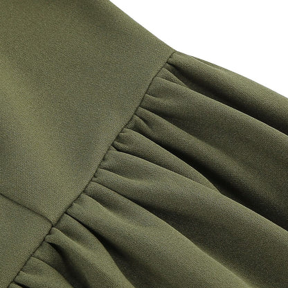 Women's 1950s Bow Tie Neck Long Sleeve A-Line Dress