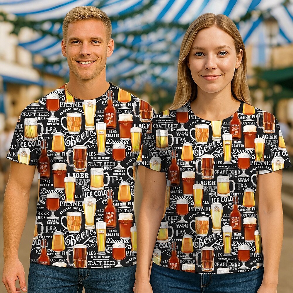 Unisex-T-Shirt mit Retro-Grafik im Oktoberfest-Stil, 1 Stück