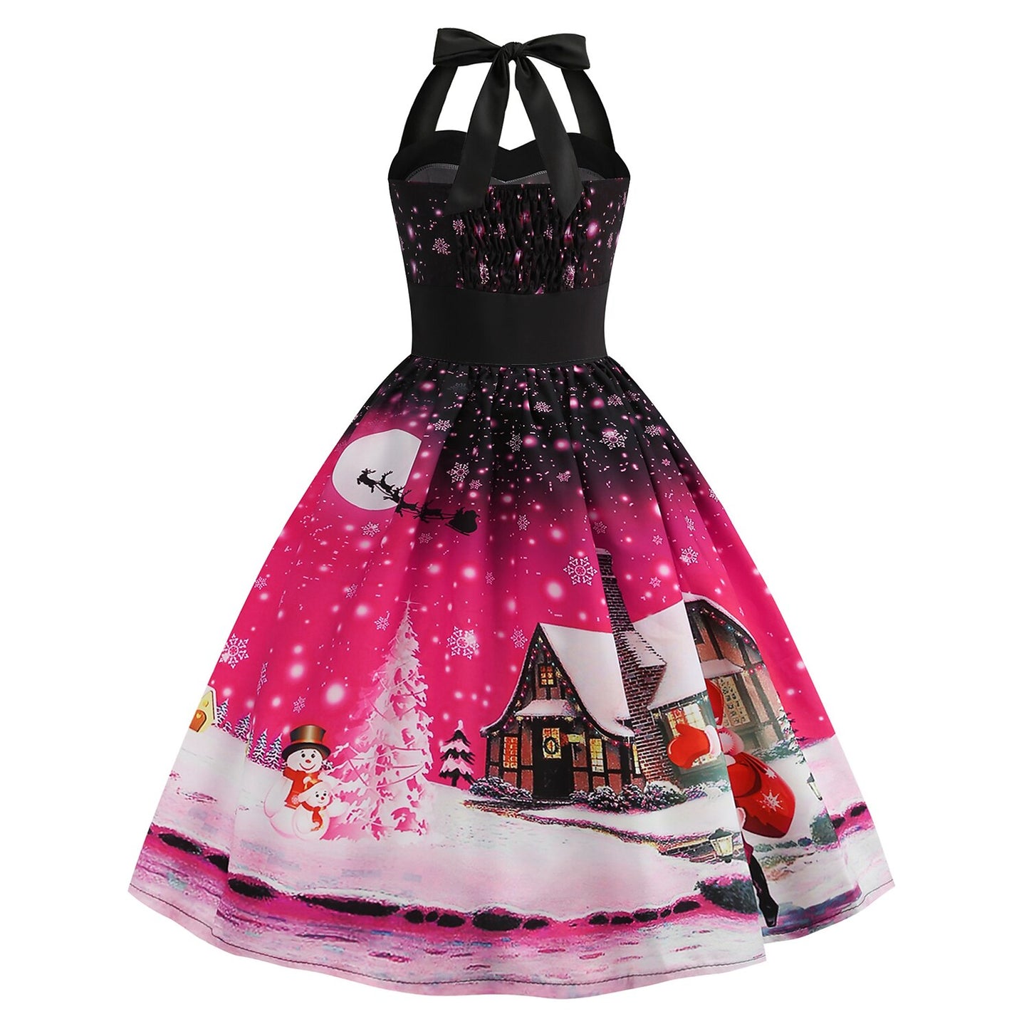 Retro Christmas Santa Halter Dress