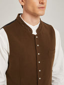 Men’s Brown Bavarian Oktoberfest Vest with Embroidery