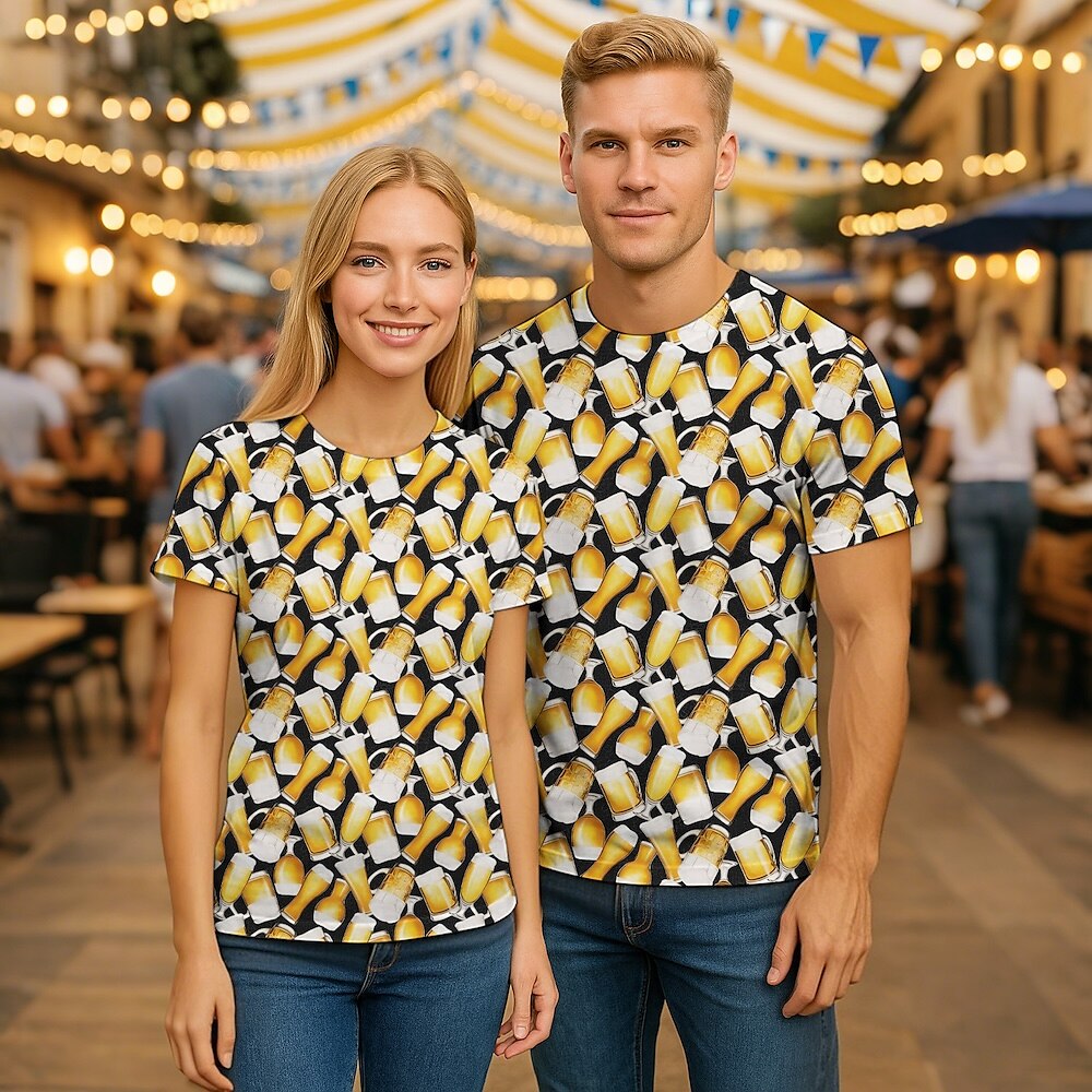 Unisex-T-Shirt mit Retro-Grafik im Oktoberfest-Stil, 1 Stück