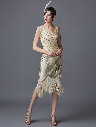 Beaded Sequin Flapper Dress with Art Deco
