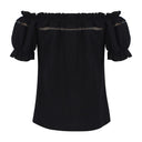 Renaissance Crew Neck Off Shoulder Lace-up Tops - Retrorobe