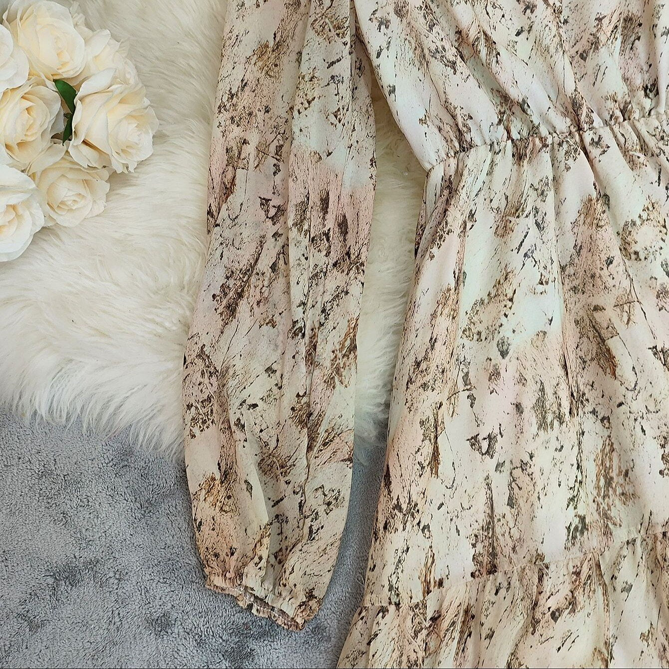 Retro 70s Bohemian Floral High-low Hem Dress