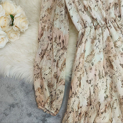 Retro 70s Bohemian Floral High-low Hem Dress