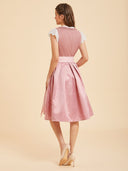 Oktoberfest Pink Midi Dirndl Dress with Pockets