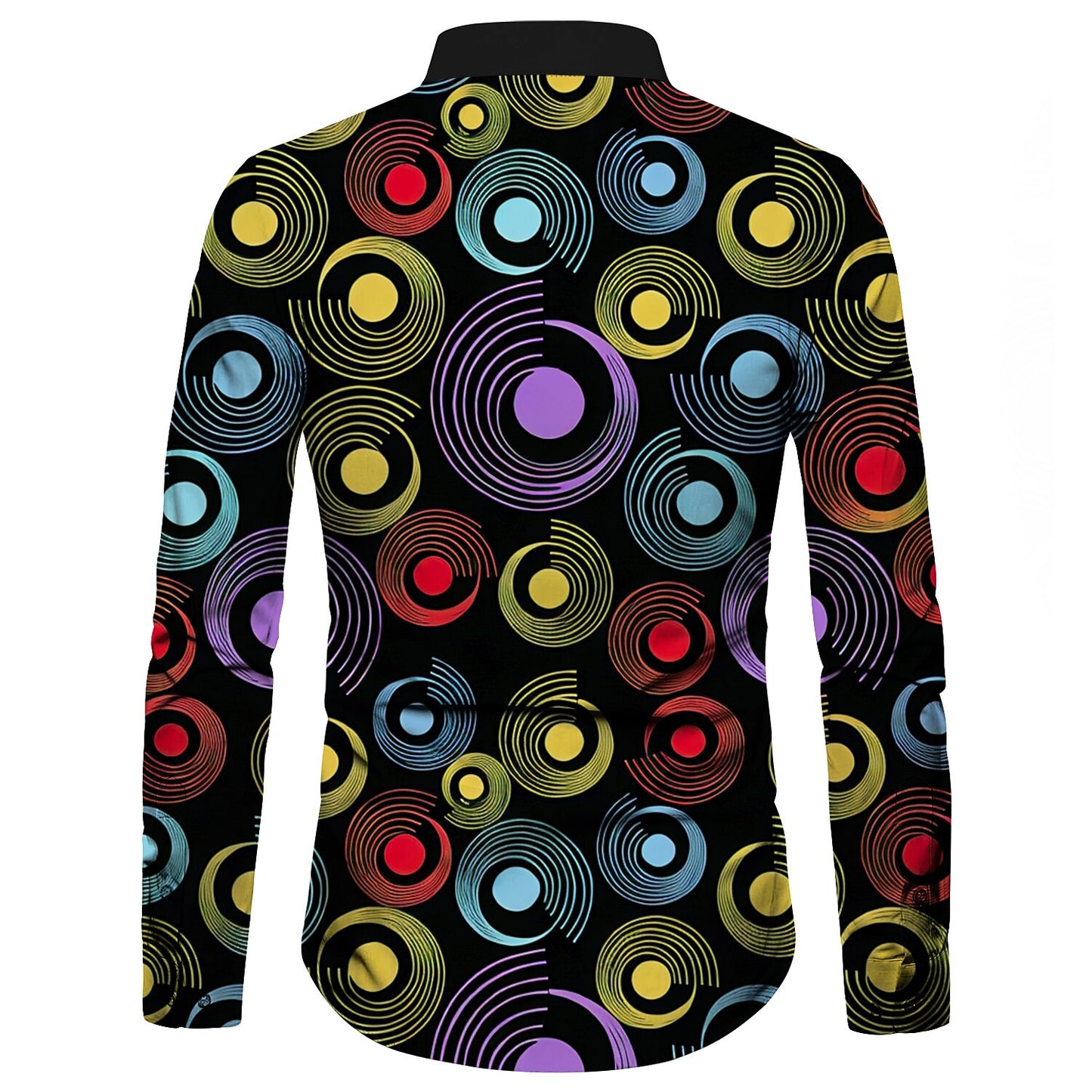 Retro 70S Concentric Circle Long Sleeves Collar Shirt