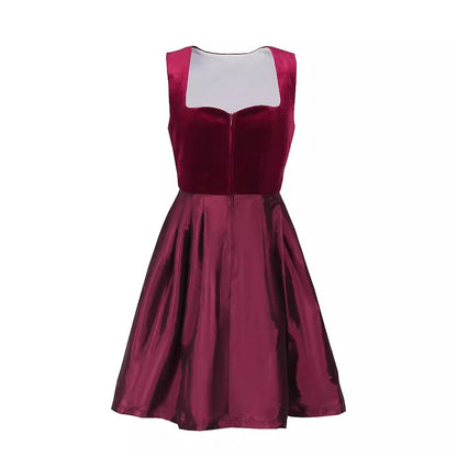Oktoberfest Burgundy Traditional Dirndl Dress with Apron