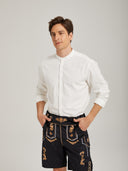 Men's Oktoberfest Lederhosen Costume with White Shirt, Hat & Knee Socks Set