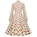 Cream Dot Charm Midi Dress