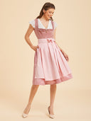 Oktoberfest Pink Midi Dirndl Dress with Pockets