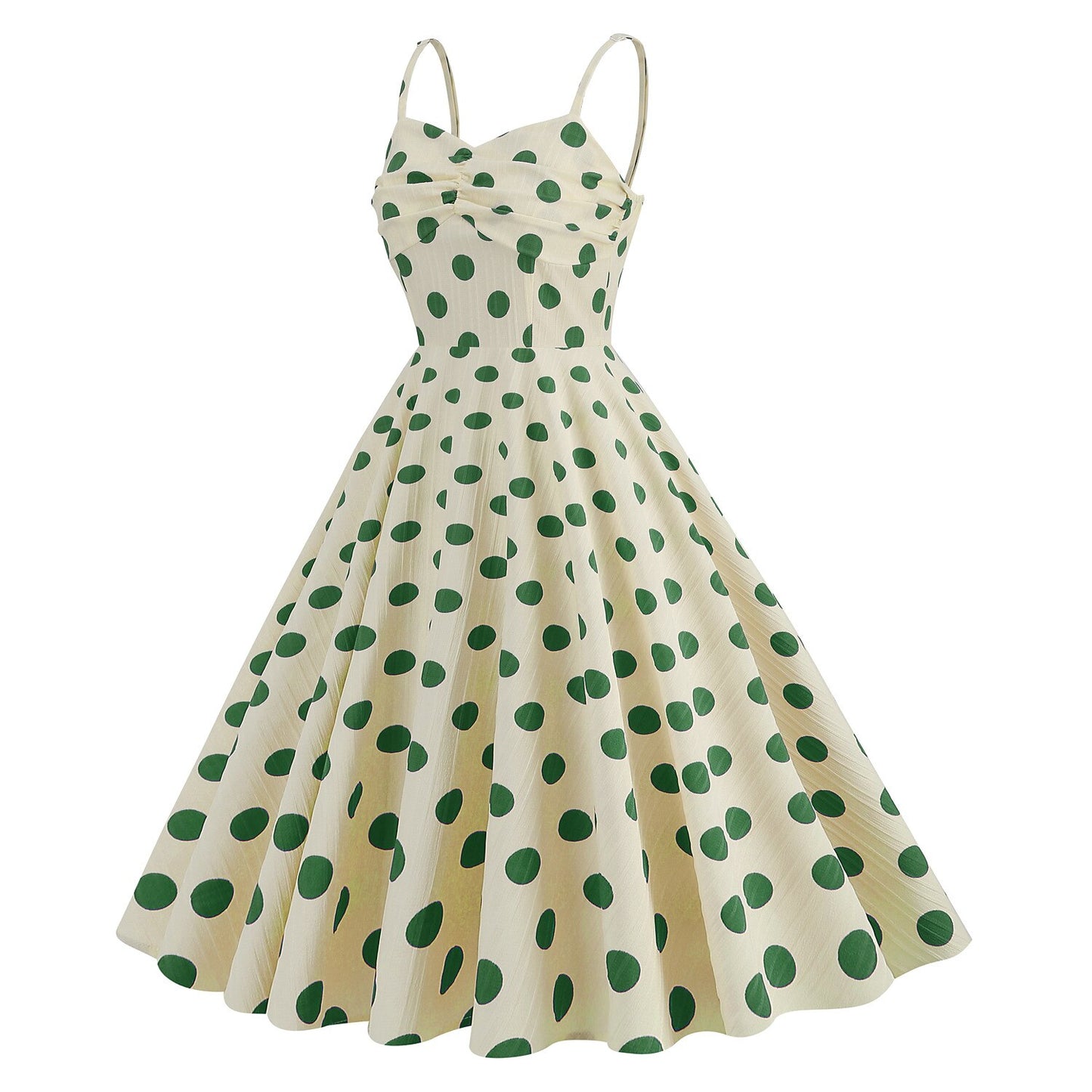 Women's 1950s Polka Dot Spaghetti Strap Swing Dress
