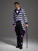 Men's Purple Harlequin Tailcoat 3-Piece Halloween Costume
