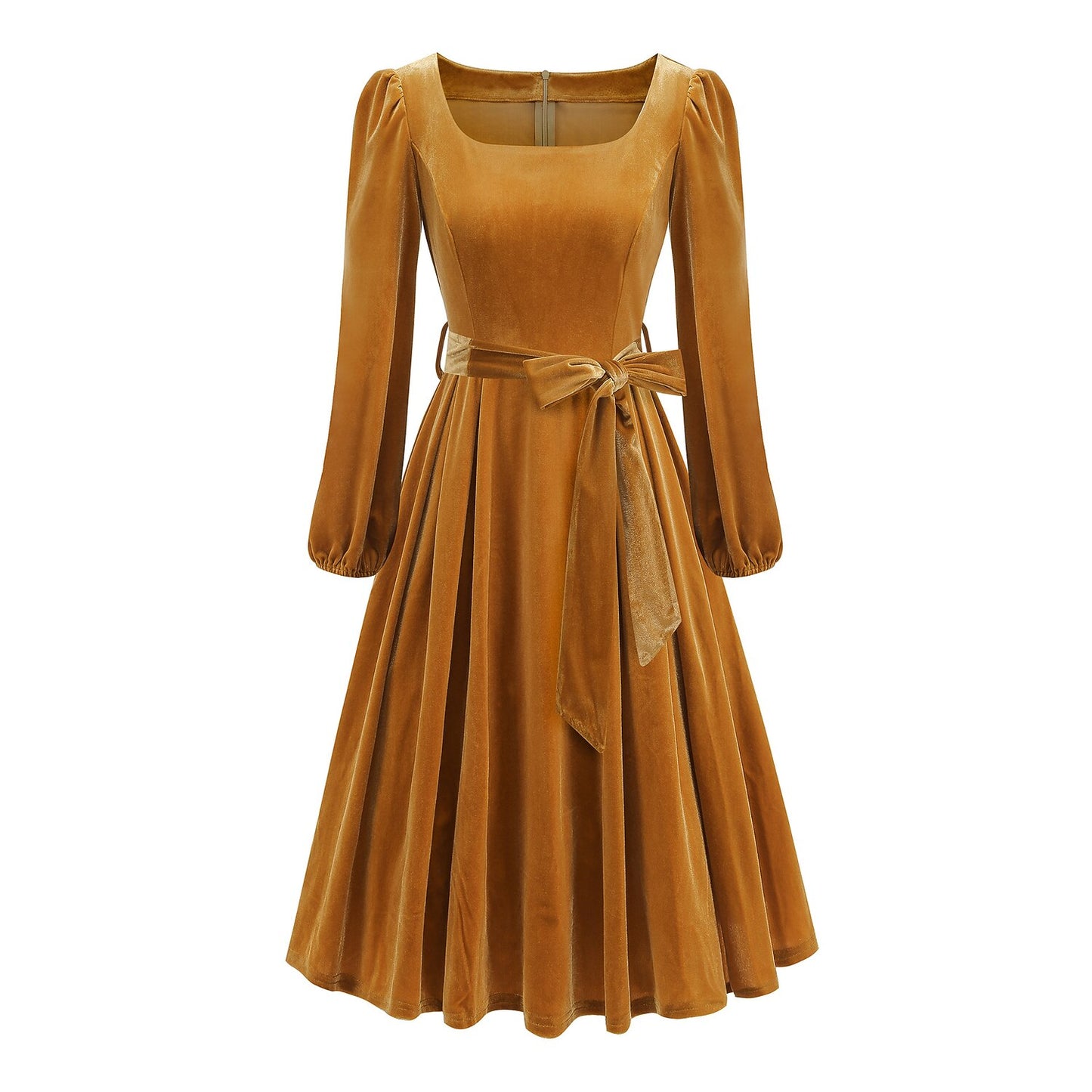 Vintage Xmas Belted A-Line Velvet Dress