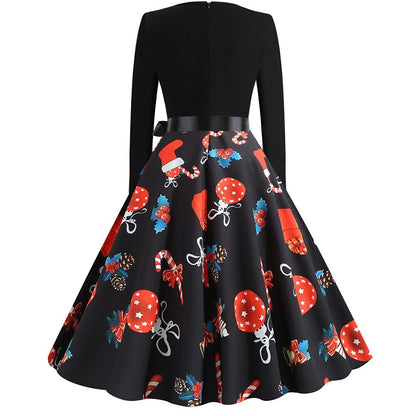 Christmas Print Fit & Flare A-Line Dress